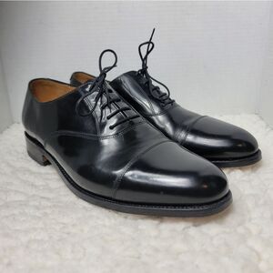 Barker Arnold Men's Oxford Shoes  Cap Toe Size 11 Hi-Shine Black Leather
